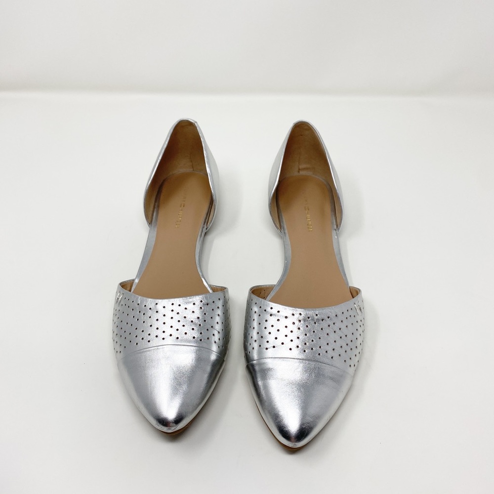 Tommy Hilfiger Metallic Silver Perforated pointed Flats - Size 8 - Picture 2 of 7